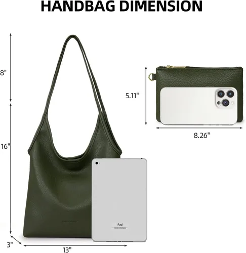 Vista 2 de Montana West Bolsos estilo hobo holgados para mujer, bolsos de hombro suaves de diseñador para mujer, bolso de mano con asa superior