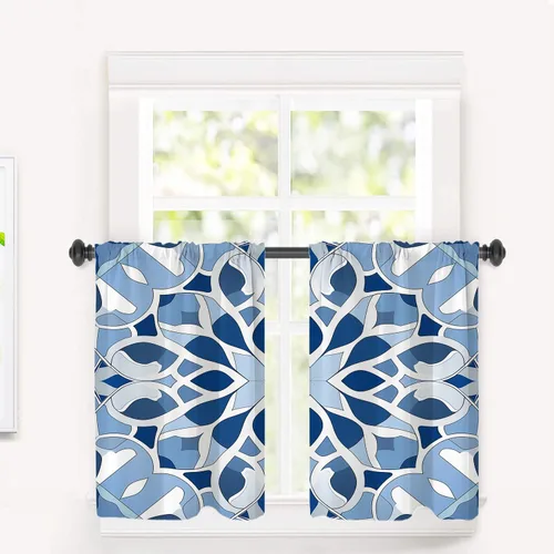 Vista 122 de Cortinas opacas de poliéster multicapa marrón con diseño de bosque natural, 2 unidades, 26 x 24 pulgadas