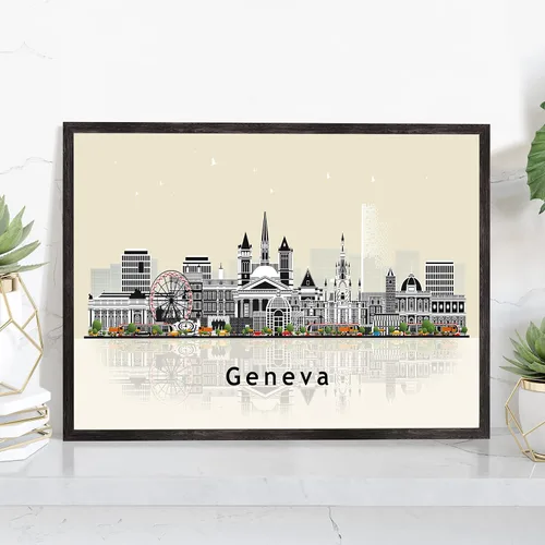 Vista 48 de Pera Print ADANA - Póster de Adana Turquía, ilustración de horizonte urbano de ciudad, póster moderno de pavo, impresión de paisaje urbano y punto