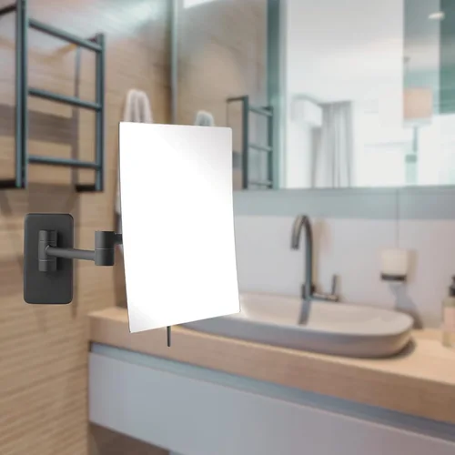 Vista 2 de JERDON Espejo de maquillaje de montaje en pared con aumento 5X - Espejo rectangular de 8.75 x 6.5 pulgadas que se extiende 14 pulgadas - Acabado