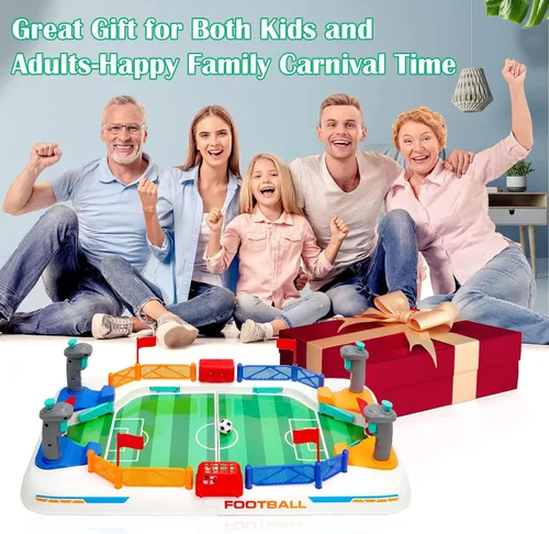 Vista 6 de Mini juego de mesa de fútbol para niños: juguetes de mesa de futbolín para niños de 3, 4, 5, 6, 7, 8 a 12 años, juego deportivo interactivo