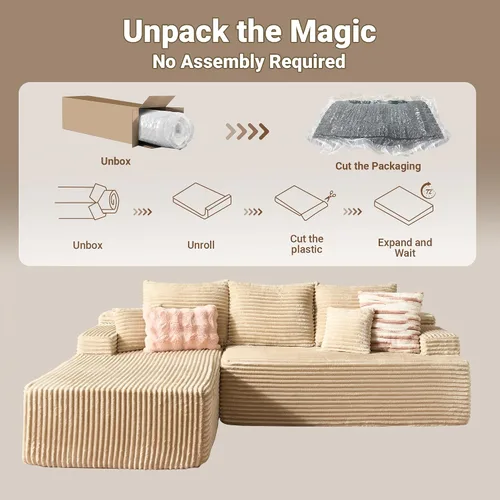 Vista 7 de Sofás seccionales Cloud de 96 pulgadas para sala de estar, sofá sin hueso en forma de L con cómoda silla, sofá modular con asiento profundo,