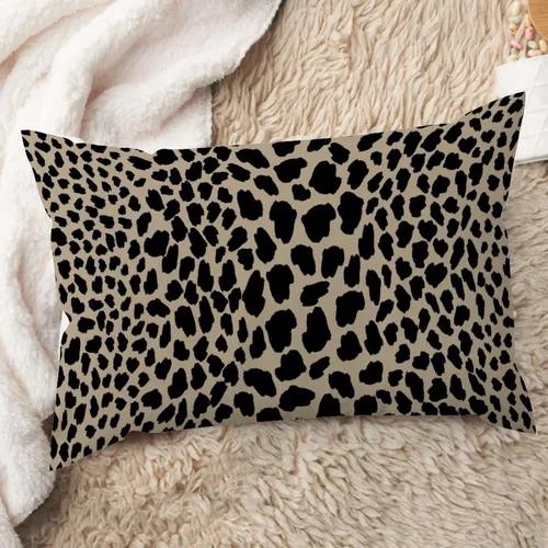 Vista 9 de ArogGeld Funda de almohada de lino azul con estampado de leopardo, diseño de vaca, diseño de animales de granja, color azul marino, guepardo