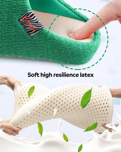 Vista 3 de Pantuflas suaves para mujer con espuma viscoelástica de dos tonos para dormitorio, zapatos de casa con suela de goma para interiores
