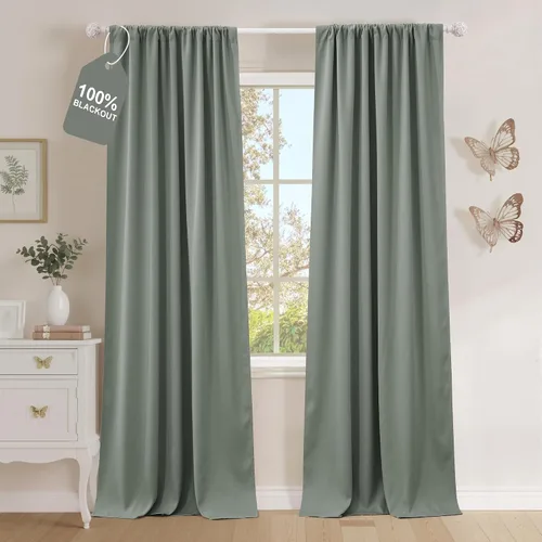 Vista 64 de NICETOWN Biscotti - Cortinas de cocina beige de 36 pulgadas de largo, bolsillo para barra, 100% opacas, casuales y relajantes, tratamientos