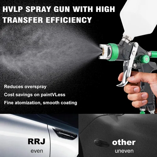 Vista 2 de HVLP - Pistola pulverizadora de pintura, sistema de alimentación por gravedad de aire con 3 boquillas de 1.4/1.7/0.098 in y regulador