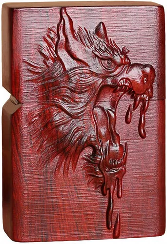 Vista 43 de Caja de carcasa de madera natural Huanghuali tallada en palisandro para módulo Zippo (oración budista)