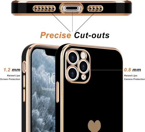 Vista 3 de Teageo Funda para iPhone 11 Pro Max para niñas y mujeres, lindo corazón de amor, cubierta trasera suave, protección completa elevada, protección