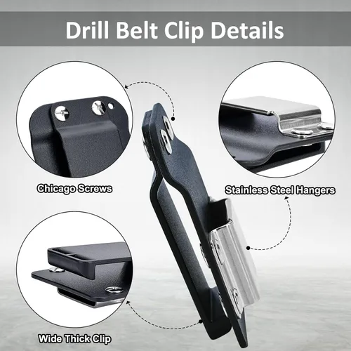 Vista 2 de Paquete de 2 DrillCatcher, Soporte para Taladro para Cinturón de Herramientas, Hasta Cinturón de 2", Clip de Taladro de Perfil Bajo de Respuesta