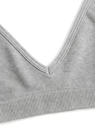 Vista 5 de SweatyRocks Bralette Triangular para Mujer con Escote Pronunciado Sujetador con Cuello en V Sin Cables Sin Relleno Suave Cómodo para Uso Diario