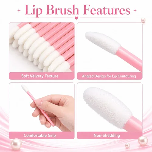Vista 3 de 100 piezas de aplicadores de brillo labial, pinceles desechables aplicadores de brillo labial varitas de brillo labial aplicadores kit