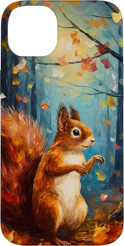 Vista 15 de Starry Night Squirrel Autumn Falling Leaves Van Gogh Style Case for iPhone 16
