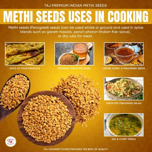 Vista 6 de TAJ Premium Indian Methi Seeds, semillas de fenogreco, Trigonella foenum graecum, (14 onzas)