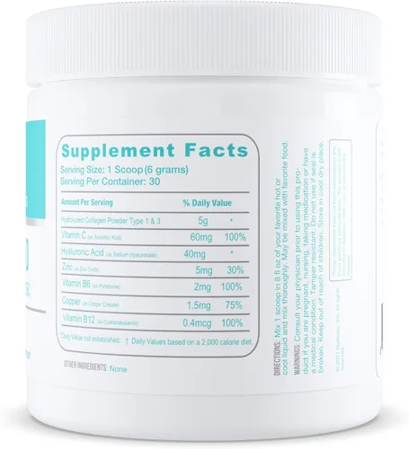Vista 2 de HA Professionals - Suplemento de colágeno en polvo para piel y articulaciones, ácido hialurónico + zinc + cobre + vitaminas B6, B12 y C – Colágeno