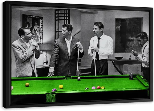 Vista 8 de Rat Pack Playin Pool Arte de Lienzo Colorido Decoración de Pared para el Hogar - Varios Tamaños (5 Piezas Mega)