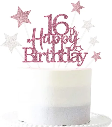 Vista 31 de Decoración brillante para tarta de primer cumpleaños feliz con estrella, adornos personalizados para tarta de 1 cumpleaños, decoraciones de fiesta