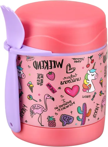 Vista 9 de Howeemo Termo para sopa de 10 oz para alimentos calientes para niños, tarro de almuerzo para niños con cuchara, contenedores aislados, a prueba