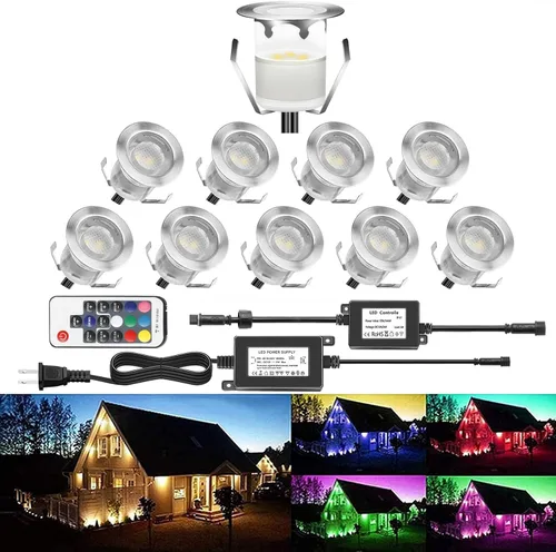 Vista 22 de Kits de luces LED empotrables para cubierta con carcasa protectora, iluminación LED de paisaje al aire libre IP67 impermeable, CC 12 V de bajo Azul