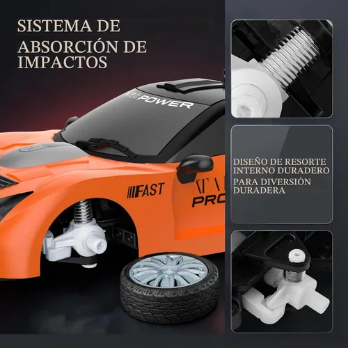 Vista 4 de Auto de control remoto RC Drift Car 2.4GHz escala 1:24 4WD 15KM/H Modelo de vehículo de alta velocidad con luces LED Drifting Tire Racing Sport Toy