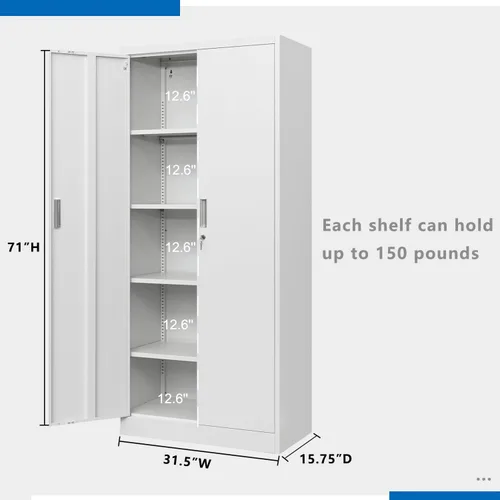 Vista 74 de BESFUR Armarios de almacenamiento de metal con estantes y puertas, armario de almacenamiento con cerradura de 36" de altura para oficina en casa