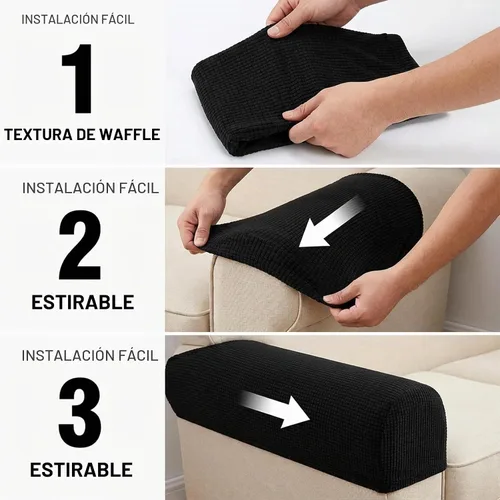 Vista 5 de RAINFLOW Juego de 2 fundas elásticas para reposabrazos de sofá