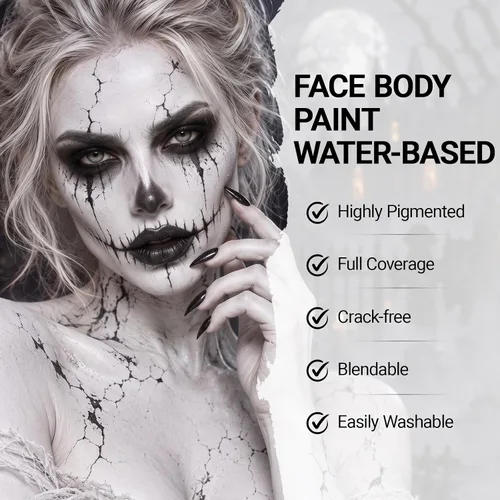 Vista 4 de White Cream Face Body Paint, 2.37oz Large Tube Clown White Makeup Blanco