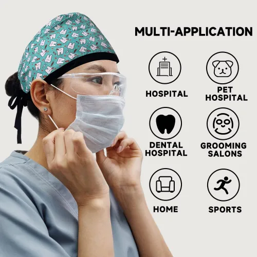 Vista 2 de VIAOLI Gorras dentales para dentistas y dientes, sombrero de trabajo de moda, gorro de ducha para cabeza de ducha, gorro transpirable para 24001