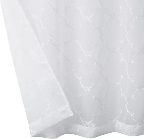 Vista 16 de Creative Home Ideas Cortinas transparentes (2 paneles, 38 x 63 pulgadas, azul), paneles de cortina geométricos bordados con alzapaños, cortinas