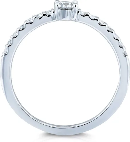 Vista 4 de Kobelli Anillo de diamante pequeño bajo en oro blanco de 14 quilates