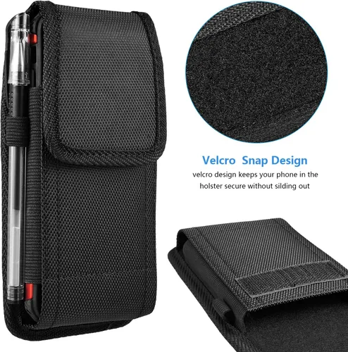 Vista 8 de Funda de nailon para iPhone 13 Mini /SE2, funda vertical resistente para cinturón con clip para cinturón para iPhone 8 7 6S 6 iPhone 12 Mini SE