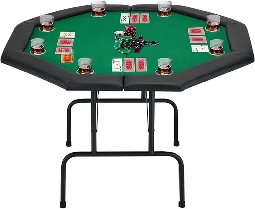 Vista 9 de ECOTOUGE - Mesa de póquer octagonal plegable, mesa de póquer Texas Holdem, color azul