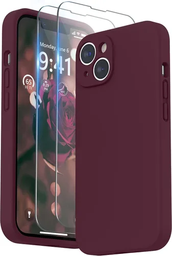 Vista 20 de SURPHY Compatible con iPhone 14 Funda con protector de pantalla (protección para la cámara y forro de microfibra suave) Funda de silicona líquida