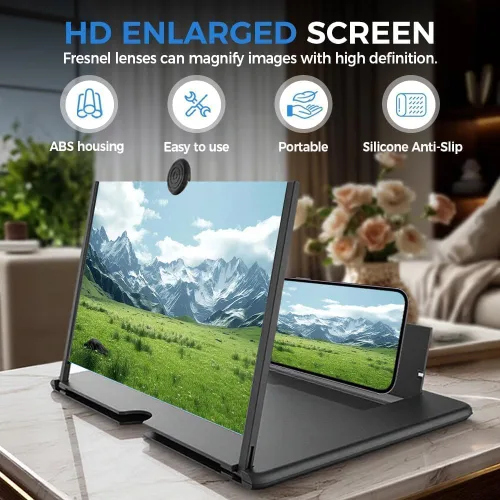 Vista 3 de Lupa de teléfono de pantalla grande 2026, nueva pantalla de lupa de teléfono móvil 3D HD para películas, videos, juegos, soporte plegable