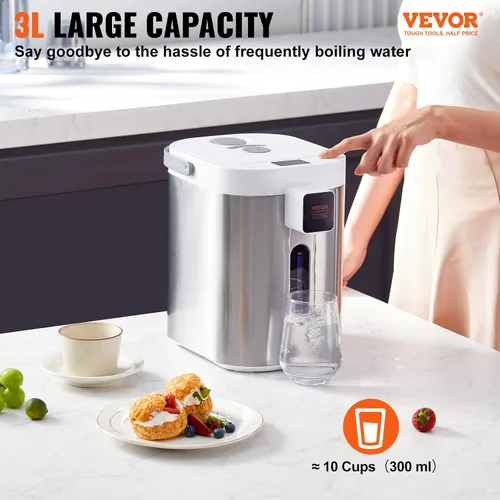 Vista 19 de VEVOR Dispensador de agua caliente, caldera y calentador de agua ajustable de 4 temperaturas, calentador de agua de encimera de acero inoxidable
