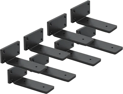 Vista 3 de Paquete de 4 soportes de estante flotantes de 4 pulgadas, soporte de estante oculto de 1/5 pulgadas de grosor, soportes de metal de hierro