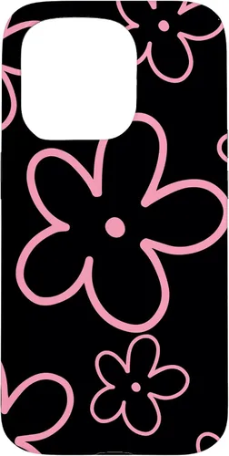 Vista 14 de Pink Black Flower Retro Modern Boho Floral Aesthetics Case for iPhone 17
