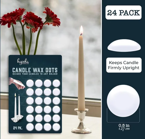 Vista 3 de Hyoola Puntos adhesivos para velas, puntos de cera para velas, adhesivo para velas, 24 puntos