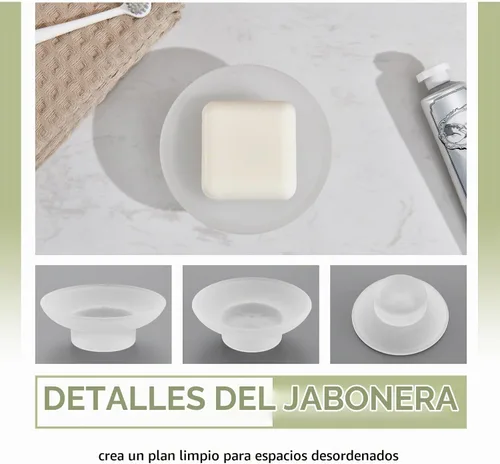 Vista 8 de Aomasi Jabonera redonda de vidrio para lavabo de ducha de baño, esmerilado