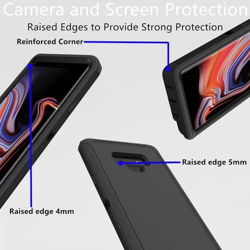 Vista 4 de Funda protectora resistente para Samsung Galaxy Note 9, resistente a prueba de polvo, a prueba de golpes, protección contra caídas, 3 en 1