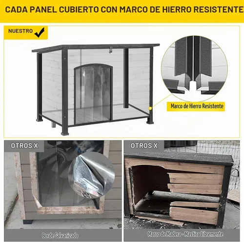 Vista 2 de Aivituvin Casa Grande para Perros al Aire Libre Interior Resistente a la Intemperie para Perros Pequeños, Medianos y Grandes con Marco de Hierro