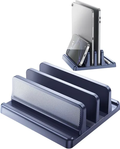 Vista 9 de EAXBUX Soporte vertical 4 en 1 para laptop, Soporte ajustable de plástico ABS para gestión de escritorio, Base para notebook, Soporte vertical