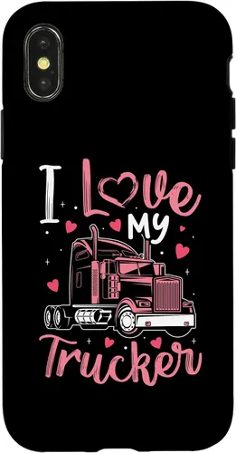 Vista 4 de Funda divertida para iPhone 14 I Love My Trucker para mujer, camionero, esposa, novia