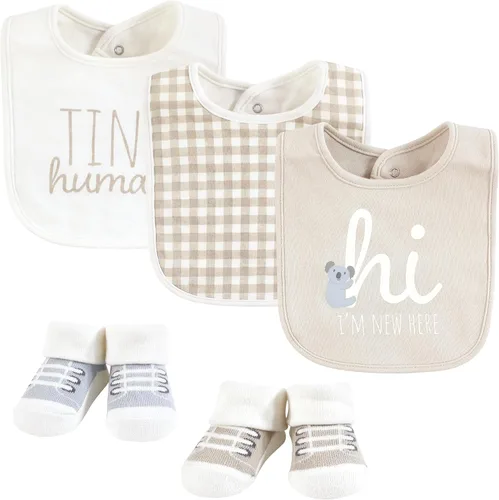 Vista 150 de Hudson Baby Conjunto de babero y calcetines unisex de algodón para bebé