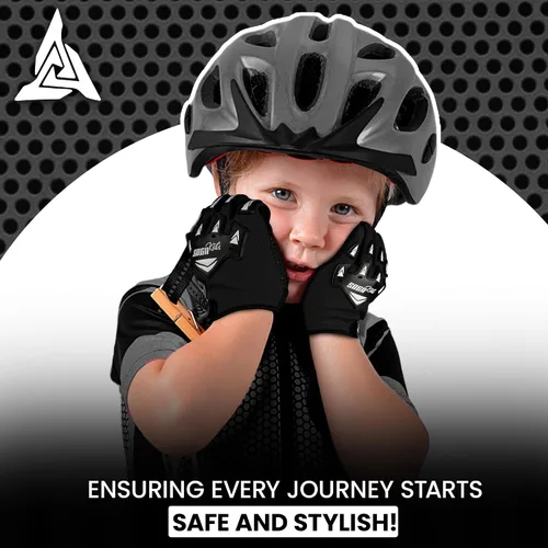 Vista 4 de SAGA SPORTS Guantes de bicicleta para niños para futuros campeones. Guantes de motocross con la máxima protección. Guantes esenciales para motocross