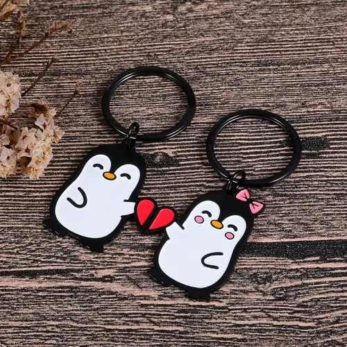 Vista 2 de Regalos de pingüino para parejas, regalos para el día de San Valentín para él, novio, novia, ella, amantes de los pingüinos a juego, lindo llavero