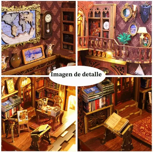 Vista 3 de Kit de manualidades 3D para rincón de lectura - Kit de casa en miniatura para adultos, adolescentes y principiantes, estantería de biblioteca