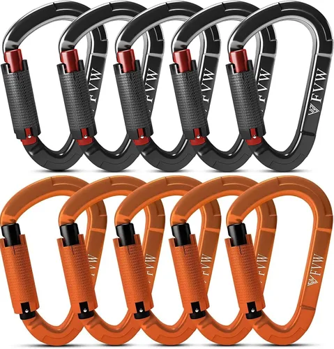Vista 11 de Mosquetones de Escalada en Roca con Bloqueo Automático, Certificados UIAA Profesionales 25KN (5620 lbs) Mosquetones Resistentes para Rappel 10