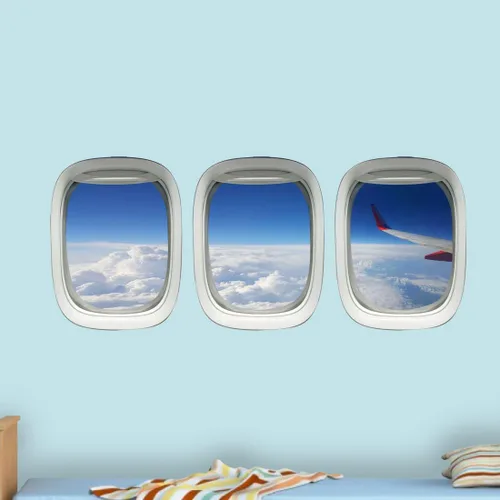 Vista 2 de Pegatinas de ala de avión - Ventana de avión se aferra nubes Decoración de pared VWAQ-PPW27
