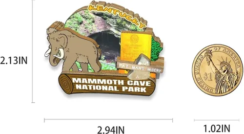 Vista 3 de Imán del parque nacional de la cueva del mamut de los E.E.U.U. Imán de nevera 3D de madera Monumentos de viaje coleccionables, decoración hecha a