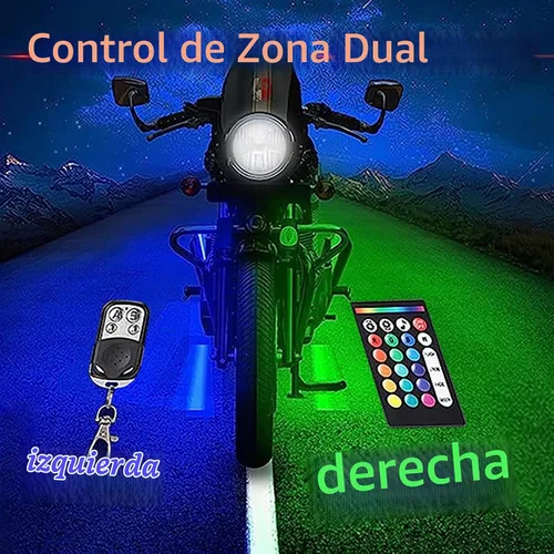 Vista 5 de 8 piezas de luces LED RGB para motocicletas para Harley Davidson Kawasaki Suzuki Yamaha Golf Cart, kit de luces LED multicolor impermeables de 12V